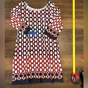 Kohl's Women's Bold Patterned Midi Dress - Red, Navy, White